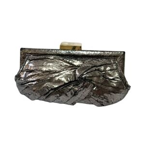 Anya Hindmarch Metallic Cracked Leather Knot Clutch